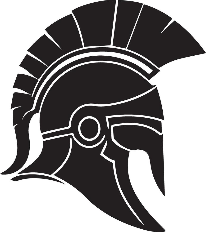 A spartan helmet with a black and white design vector