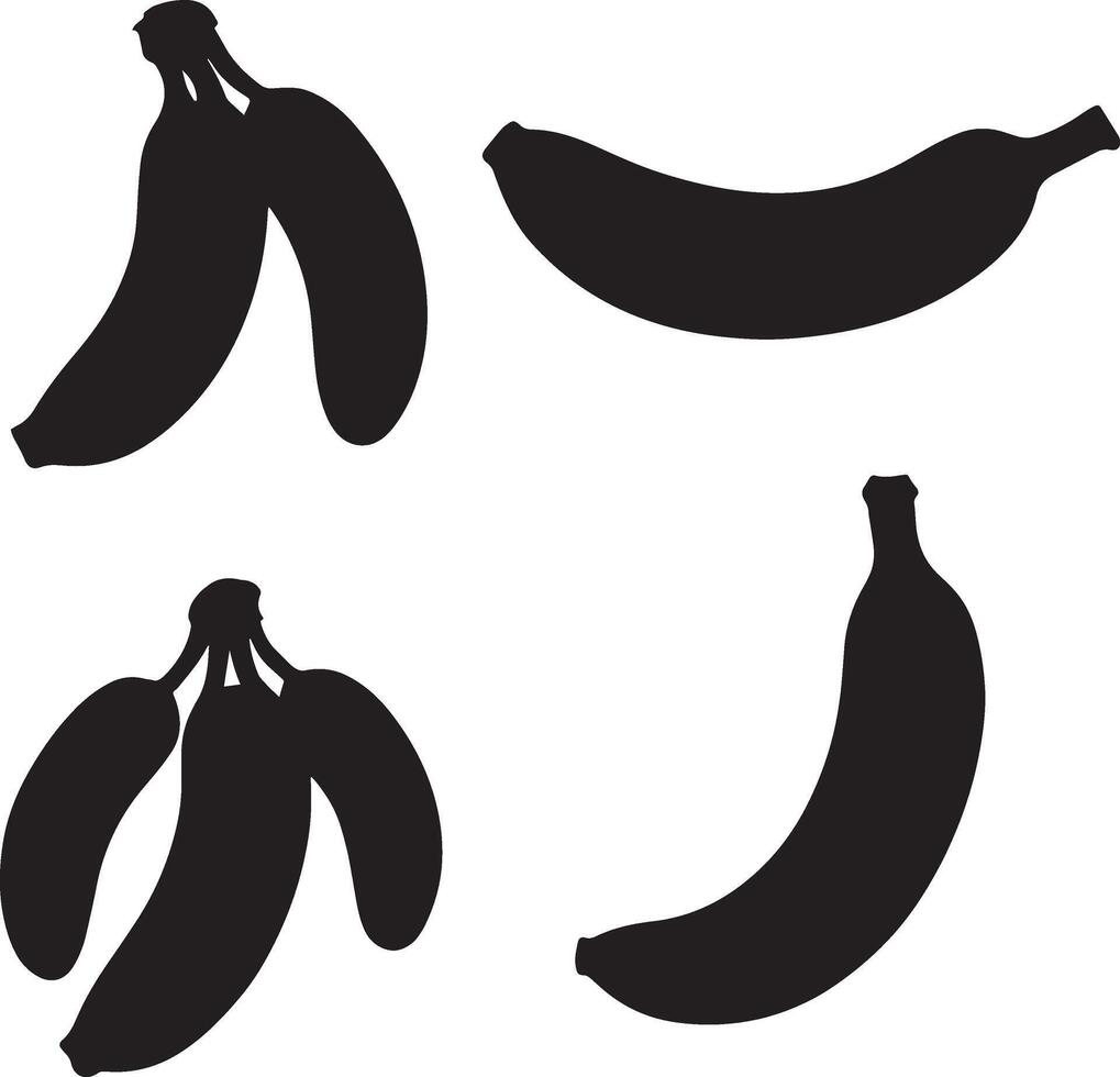 A set of four bananas silhouettes on a white background vector