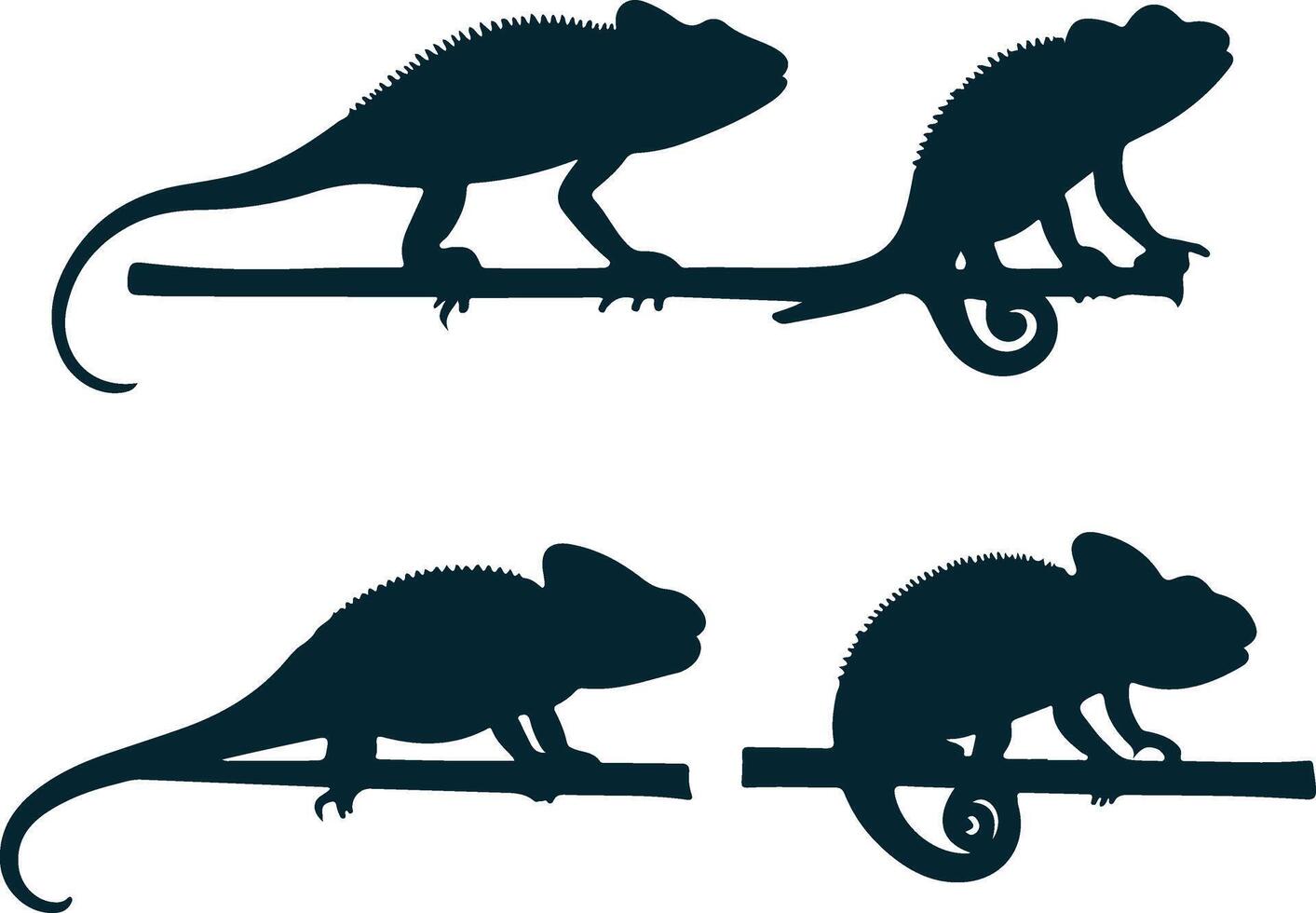 Chameleon Silhouette for Exotic Wildlife Art vector