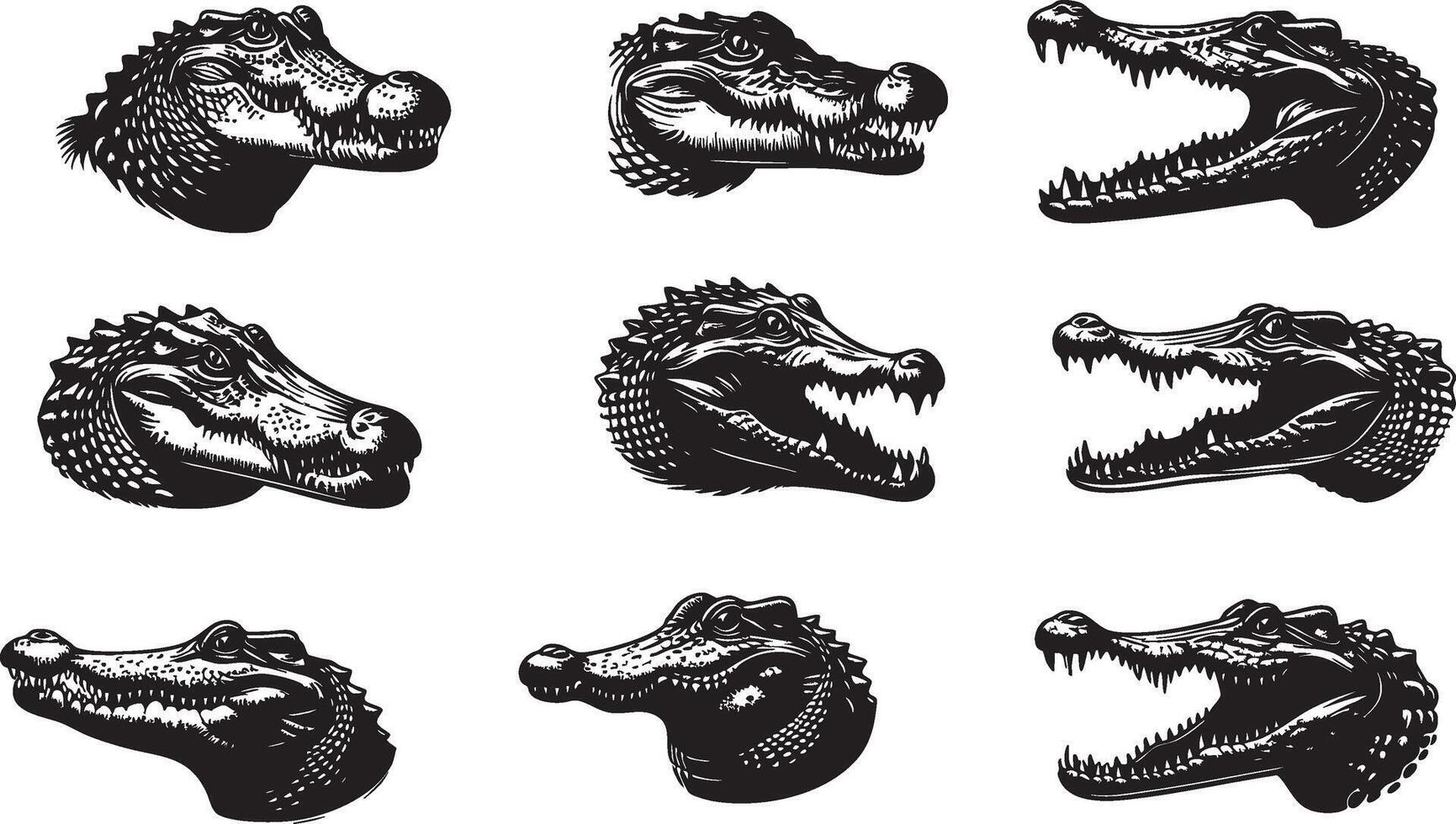 Crocodile Hunting Silhouette for Fierce and Wild Animal Art vector