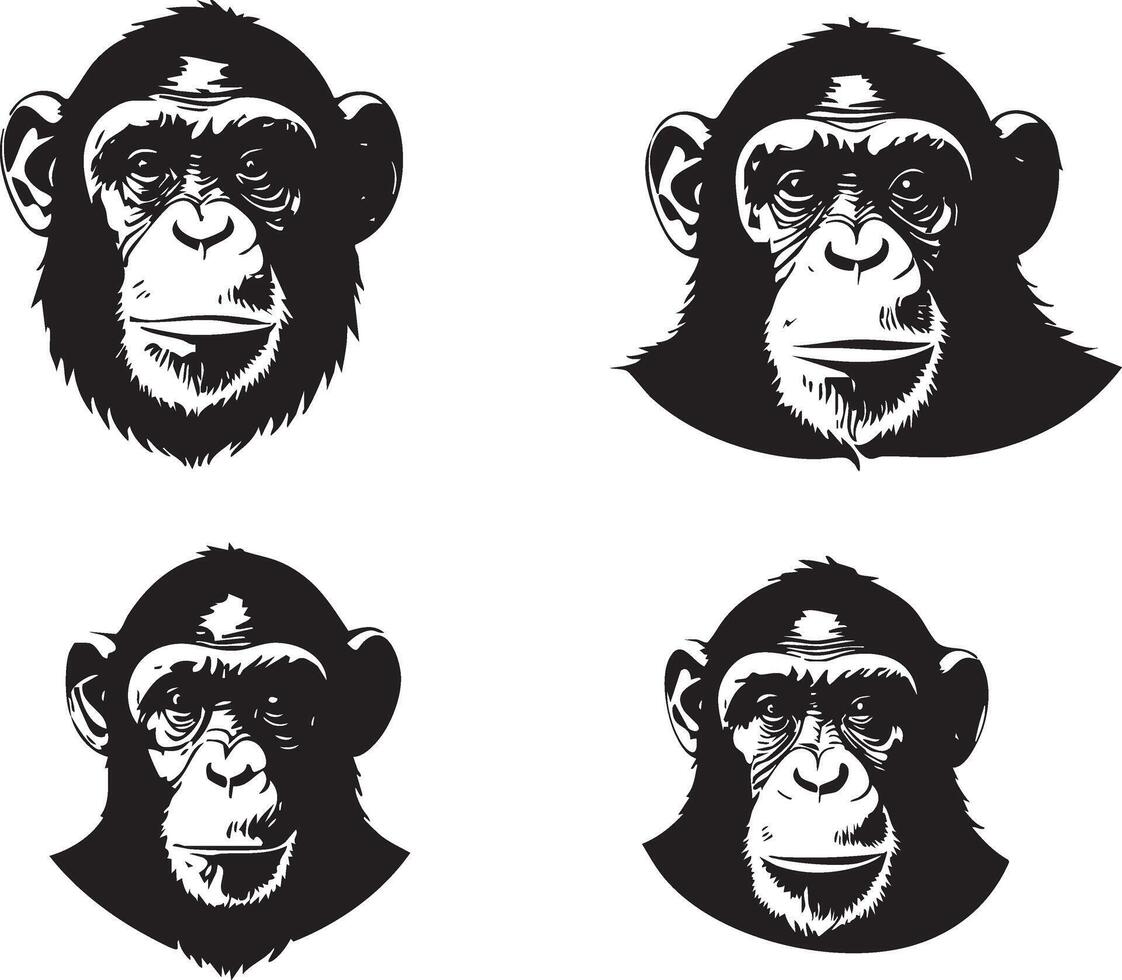 Chimpanzee Silhouette for Wild and Playful Art vector