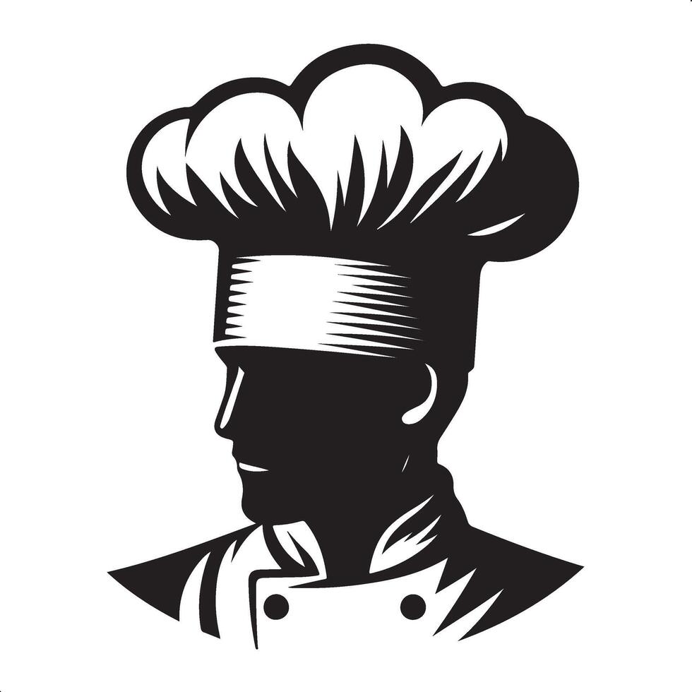 A chef in a hat is shown in a silhouette vector