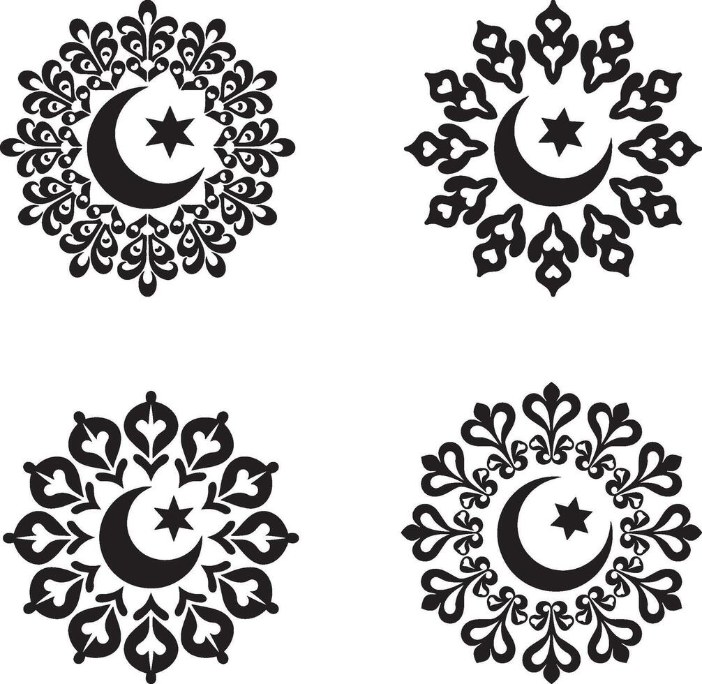 Arabic simple ornament Islamic black and white color mandala vector
