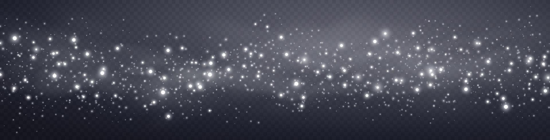 White glittering dots, particles, stars magic sparks. Glow flare light effect. Silver luminous points. vector