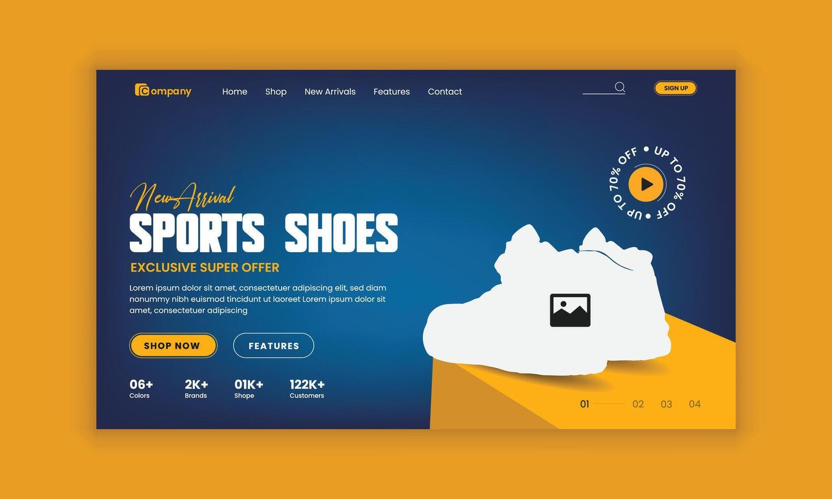 Walking Footwear Sale Website Landing Page User Interface and User Experience Design Template vector
