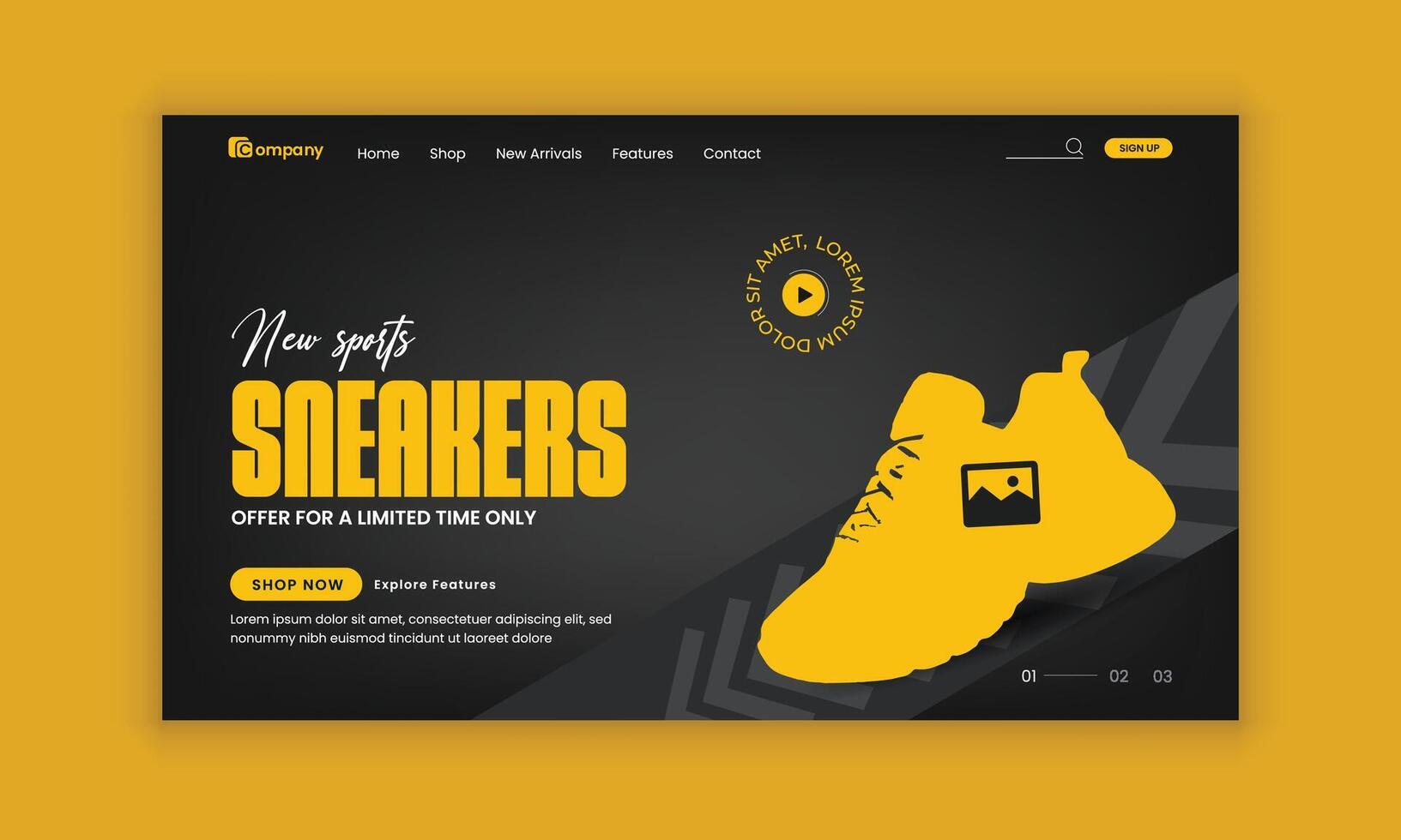 Sports Shoes Sale Landing Page Template and Horizontal Banner Design Template vector
