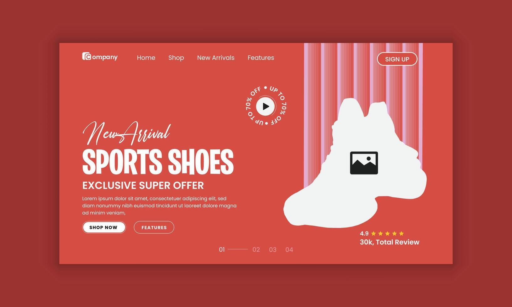 New Arrival Sports Website Landing Page User Interface and User Experience Design Template vector