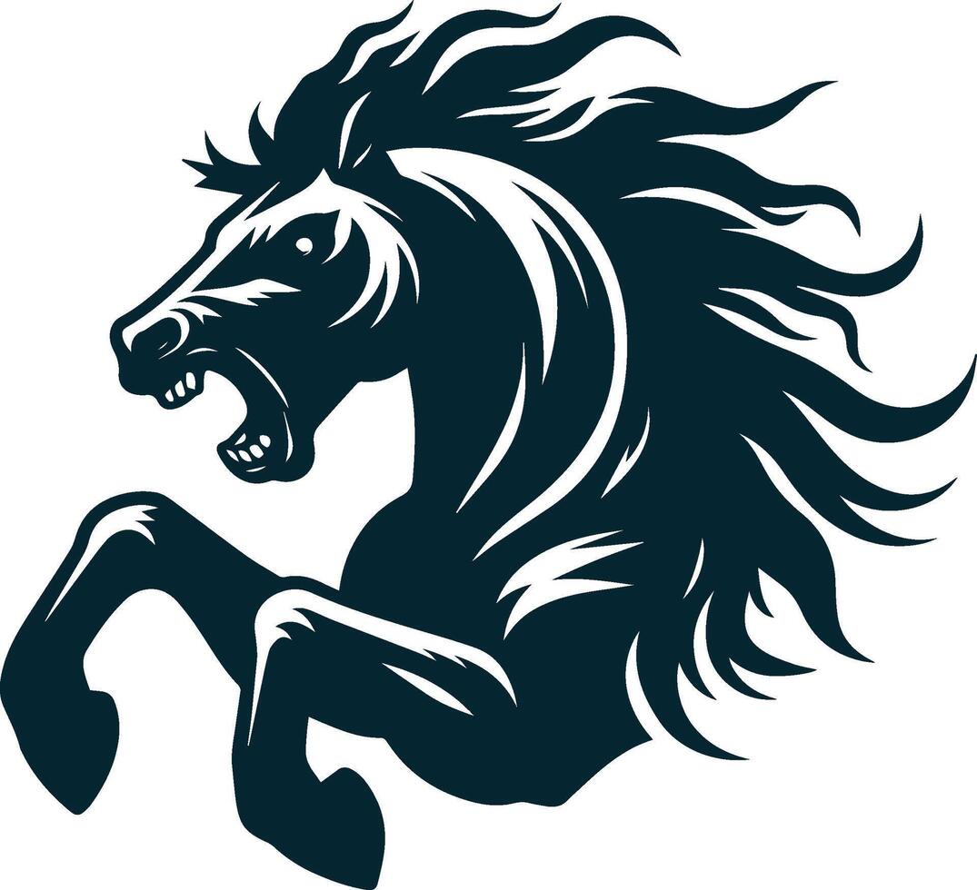 A black horse with a mane on its head vector