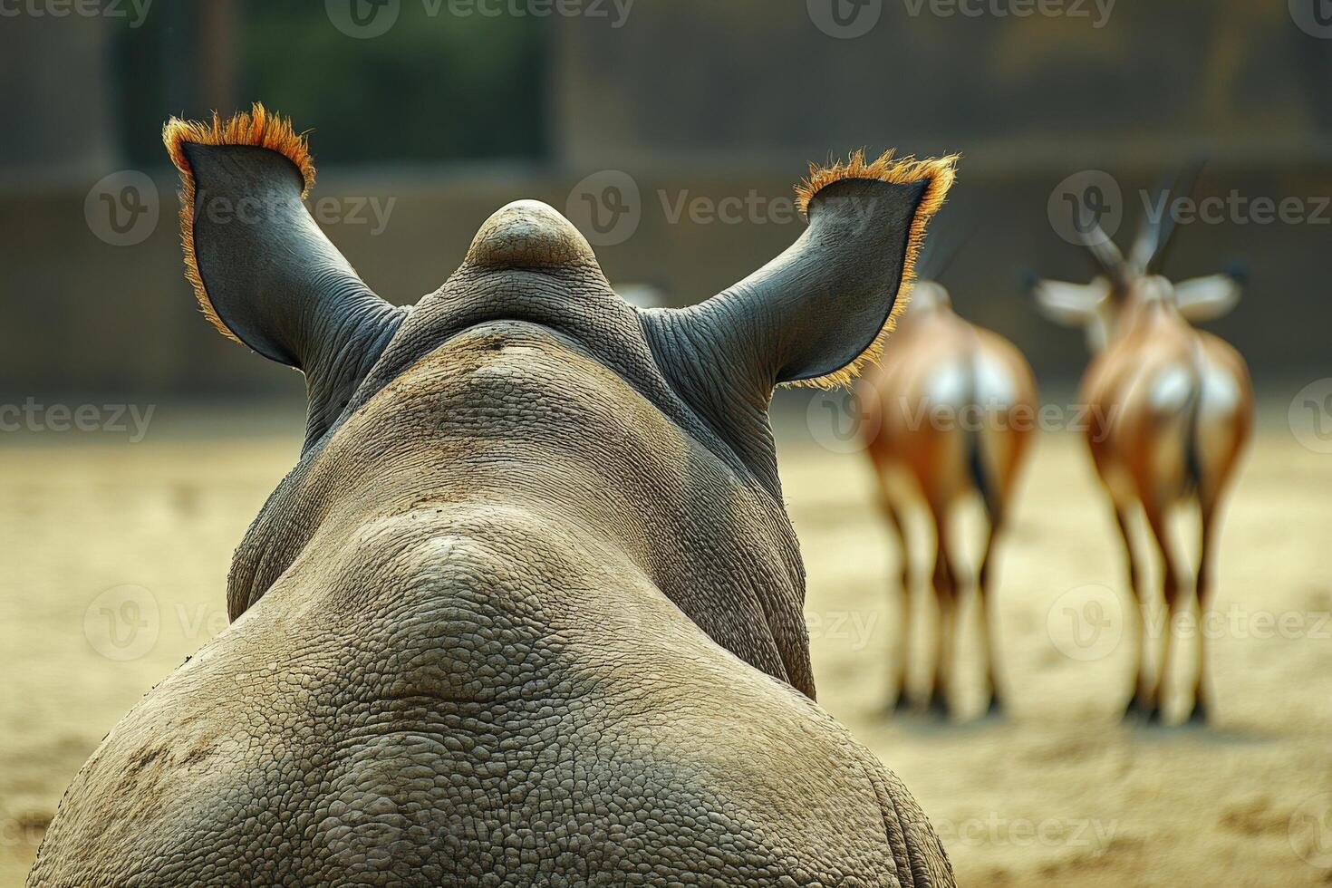 The back of a rhino photo
