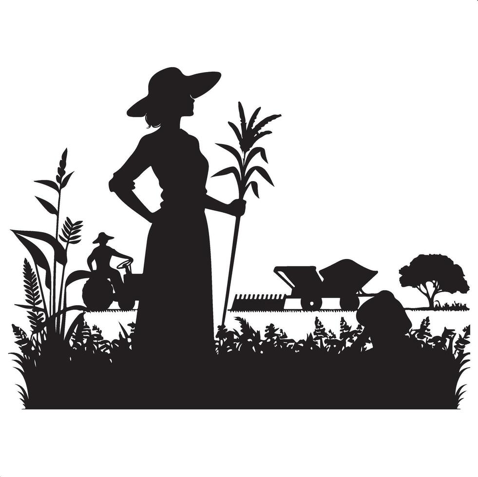 Agricultural Worker Silhouette for Farming Projects vector