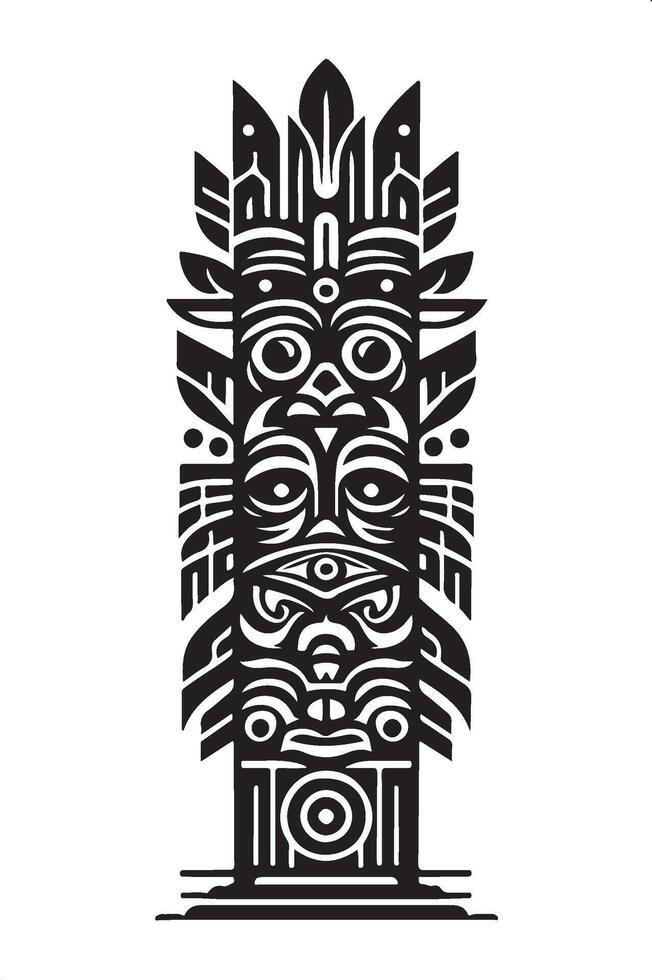 tiki totem art illustration vector