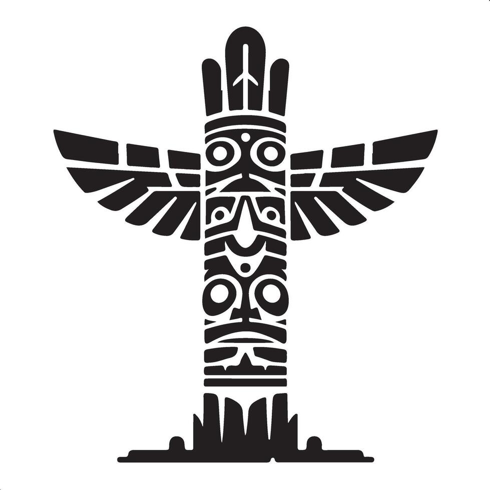 a totem pole with an eagle on it vector