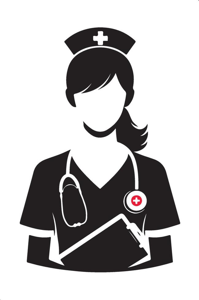 Silhouette of a Nurse in Action at the Hospital vector