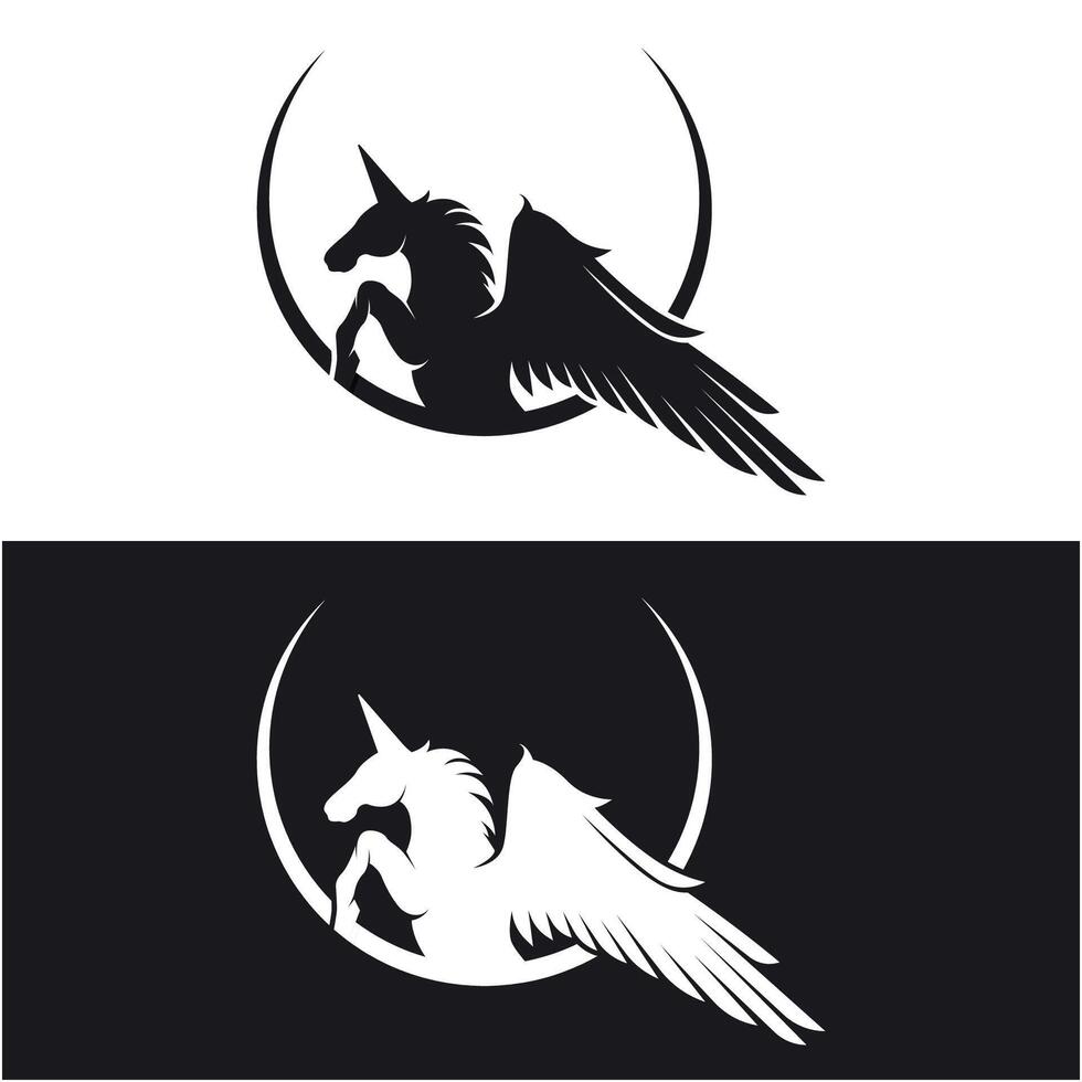 set of pegasus logo icon vector