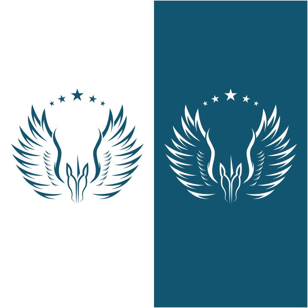 set of pegasus logo icon with line art design vector