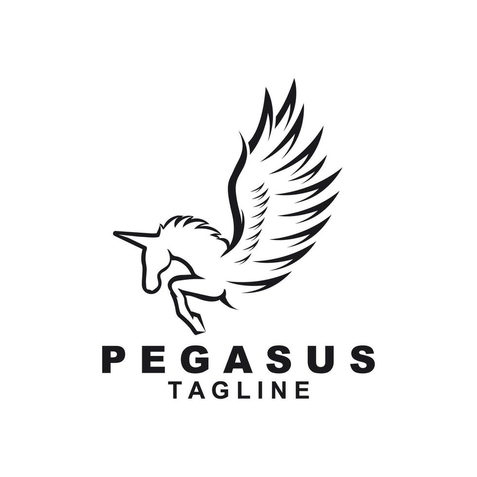 simple pegasus logo icon design vector