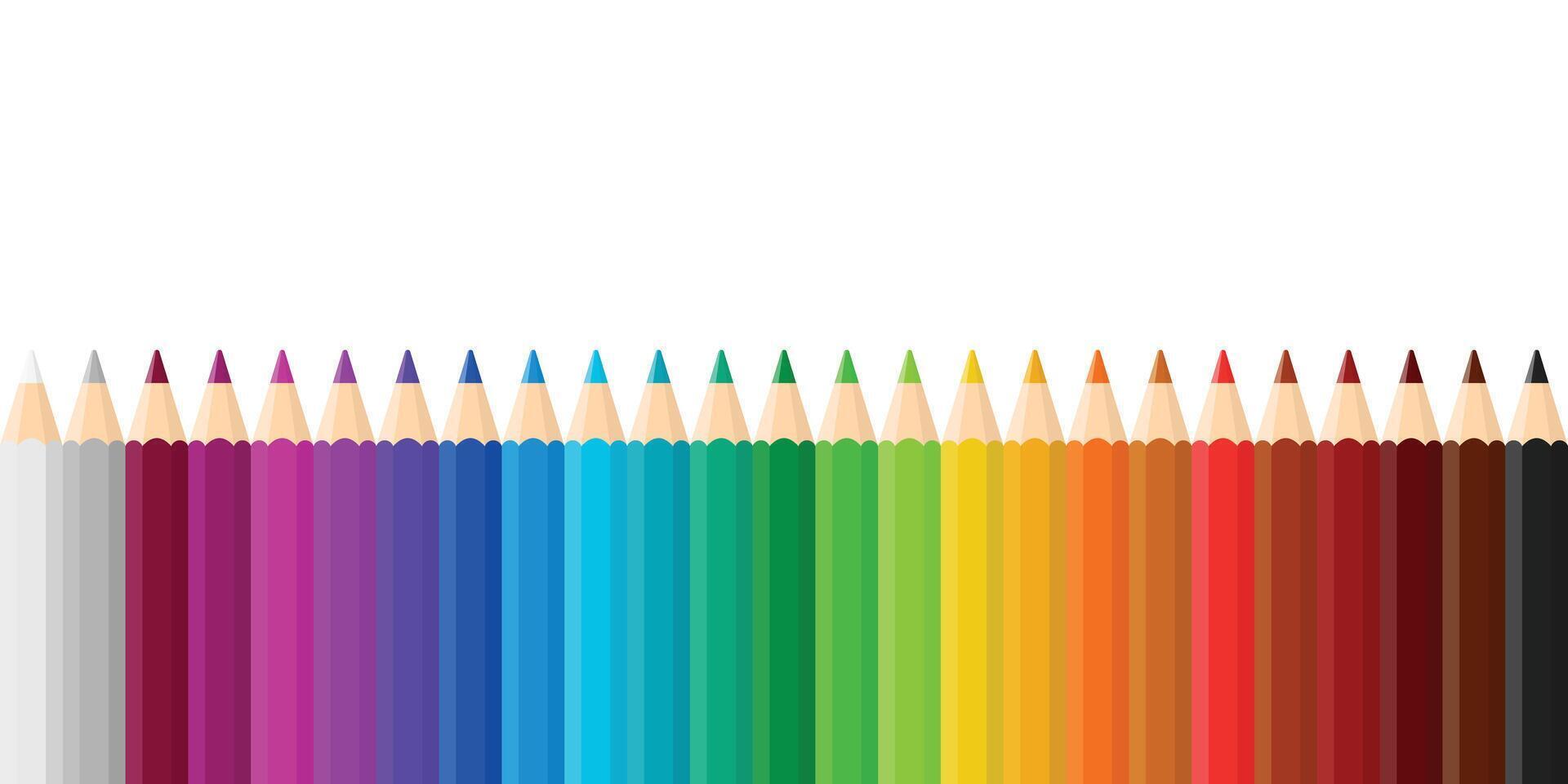 Colorful pencil icon set in flat style. Crayon illustration on isolated background. Drawing equipment sign business concept. vector