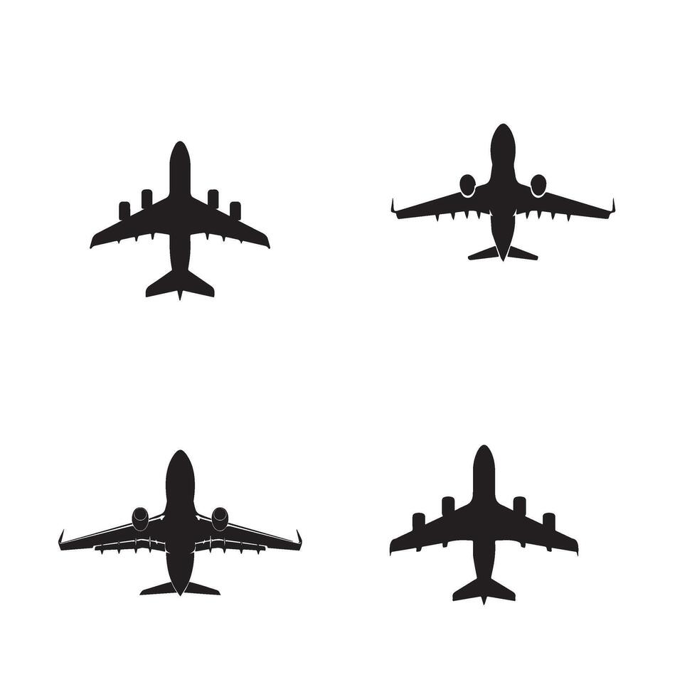 Minimalistic Black Silhouette of Airplane in Flight vector