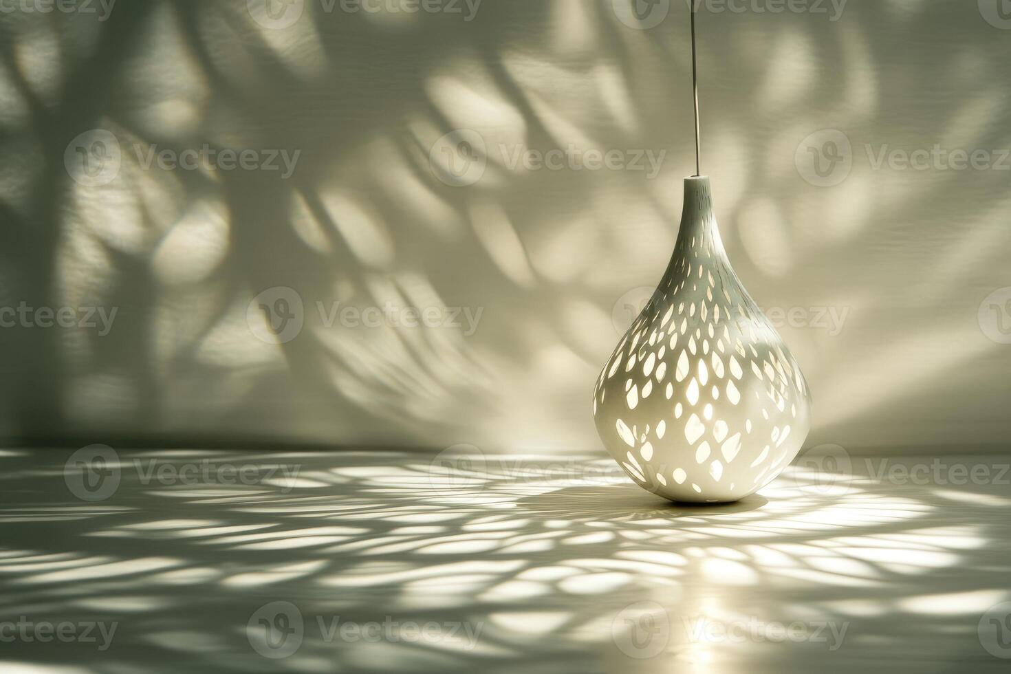 White Ceramic Lamp Casting Shadows on a White Surface photo