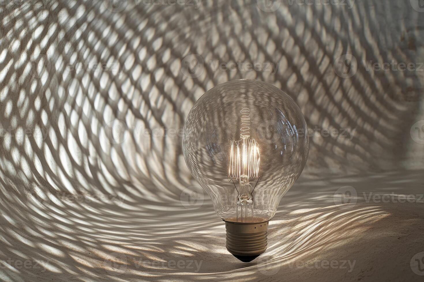 A Light Bulb Casts Shadows on a Textured Surface photo