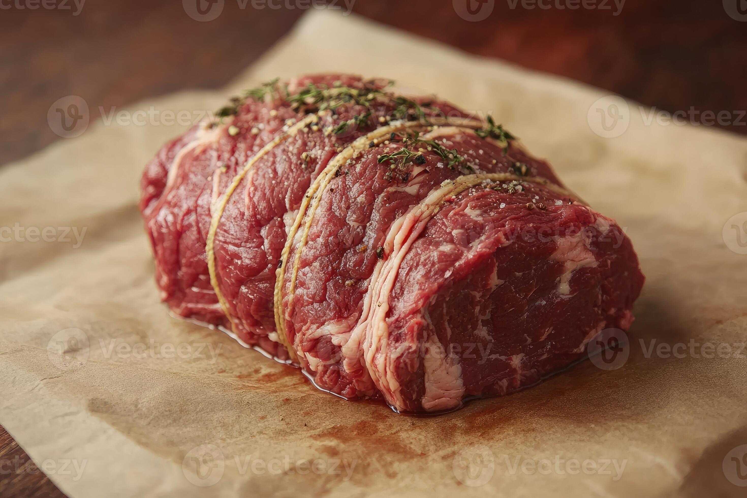 meat tied with string