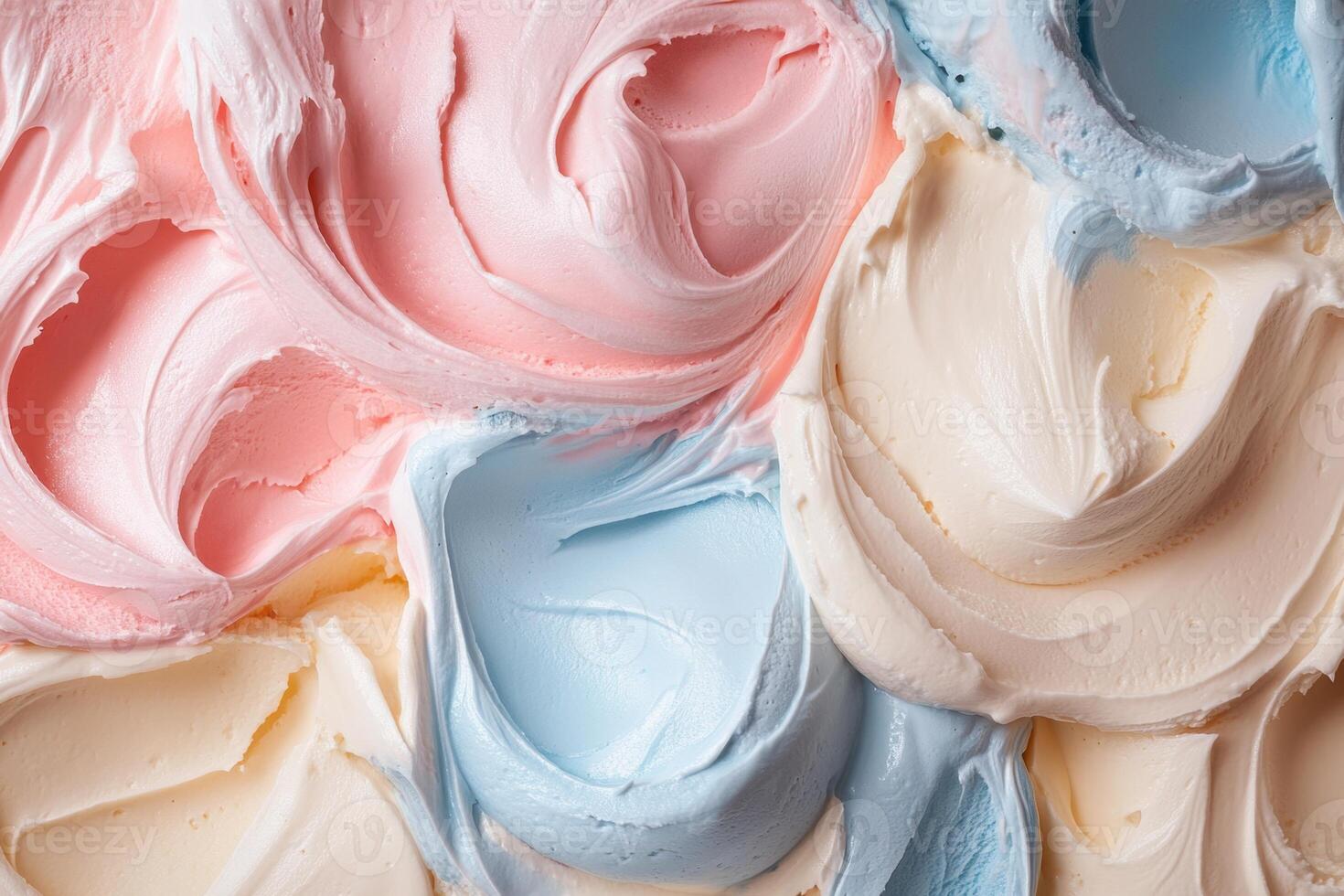 Creamy Swirled Ice Cream in Pastel Colors photo