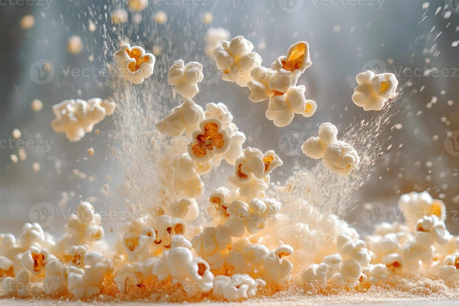 Popcorn Exploding Freshly Popped Kernels Flying photo