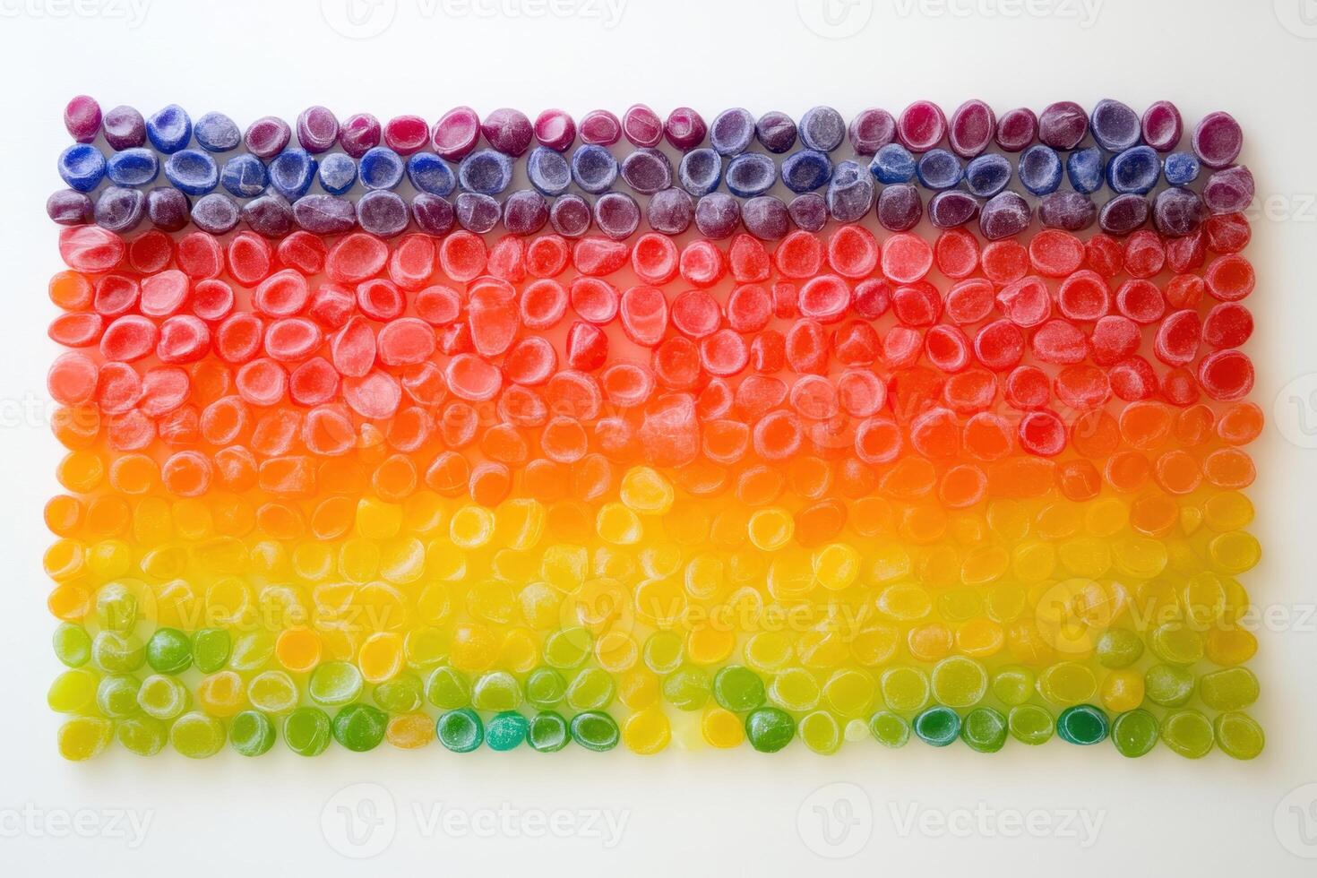 Rainbow Colored Gummy Candies Arranged In Rows photo