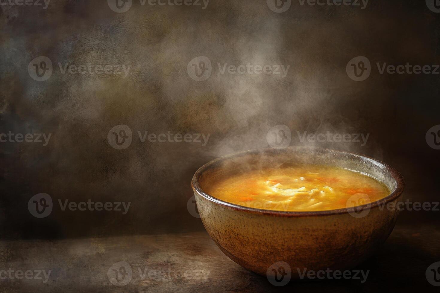 Steaming Bowl of Chicken Noodle Soup photo