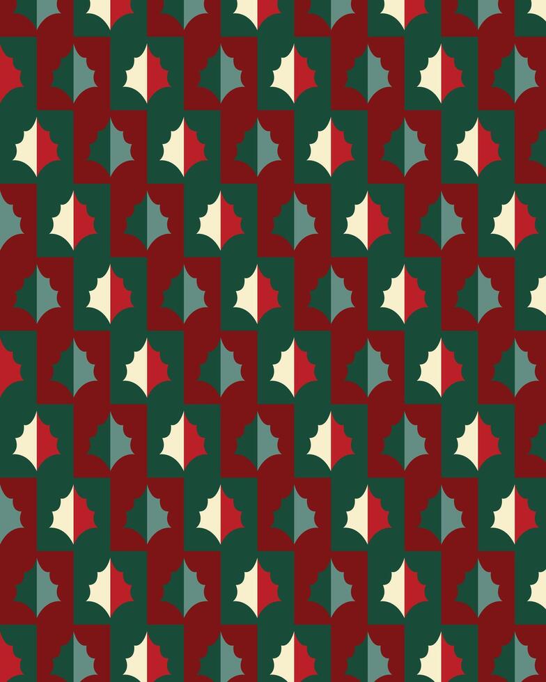 Christmas theme leaf pattern design with dominant red and green colors. vector