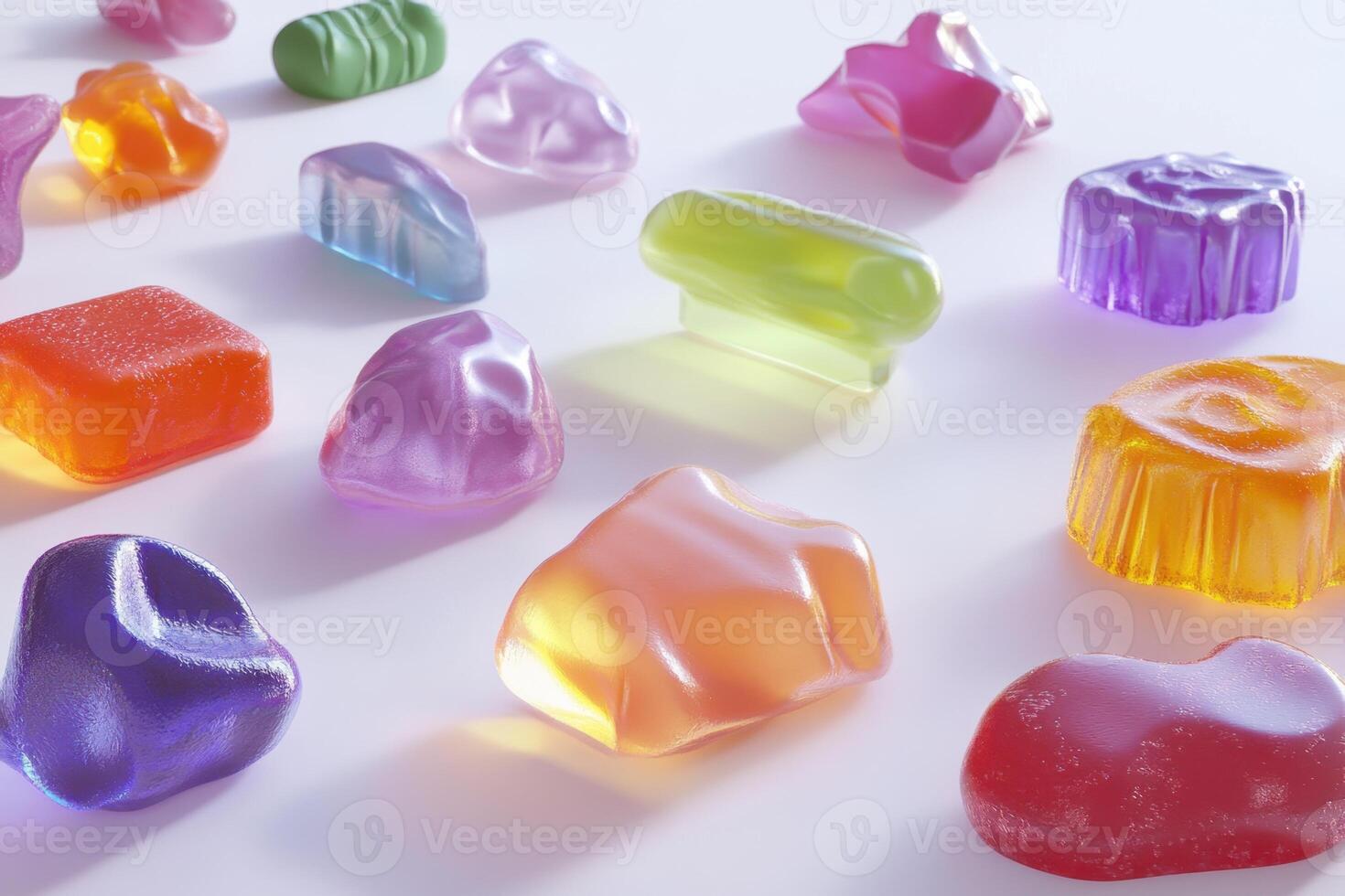 Colorful Jelly Candies Assorted Shapes and Sizes photo