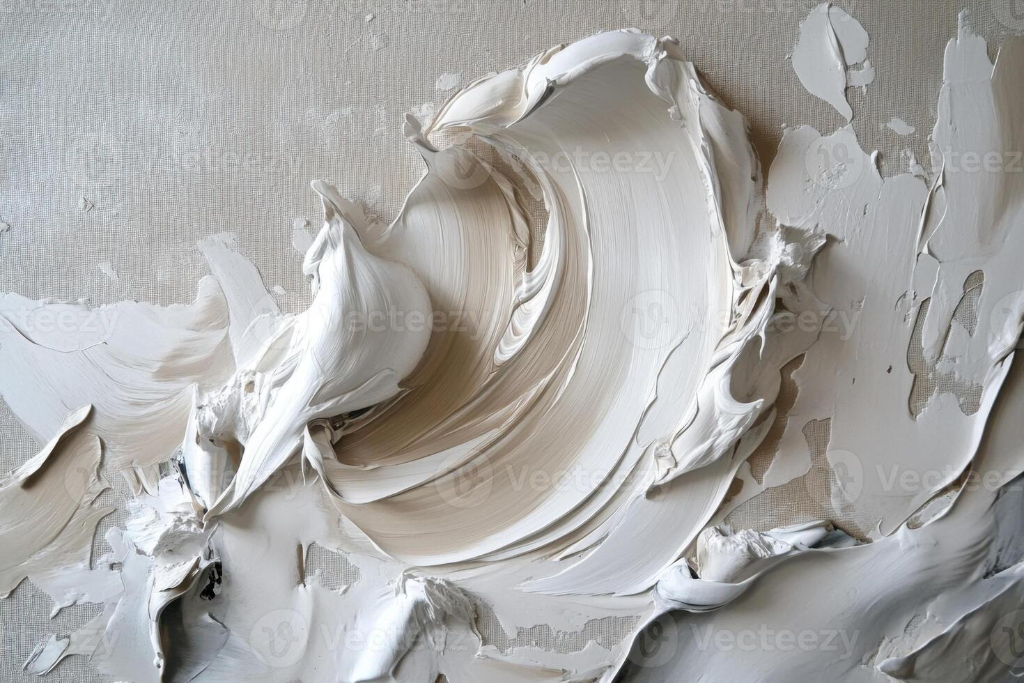 Abstract White and Beige Impasto Painting photo