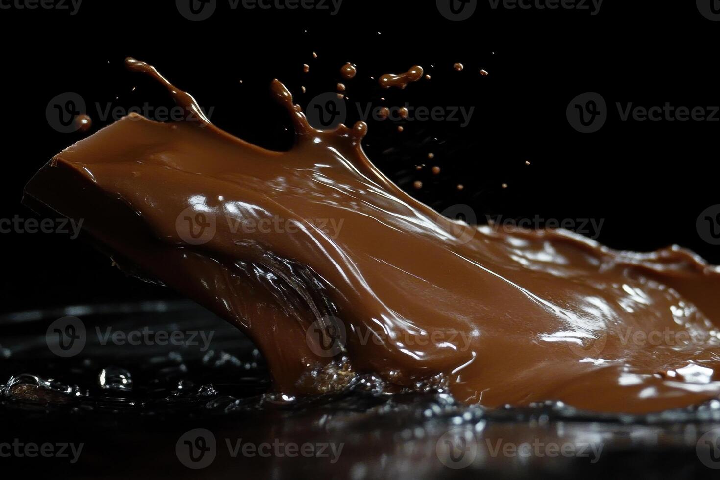 Chocolate Bar Splashing Into Dark Liquid photo