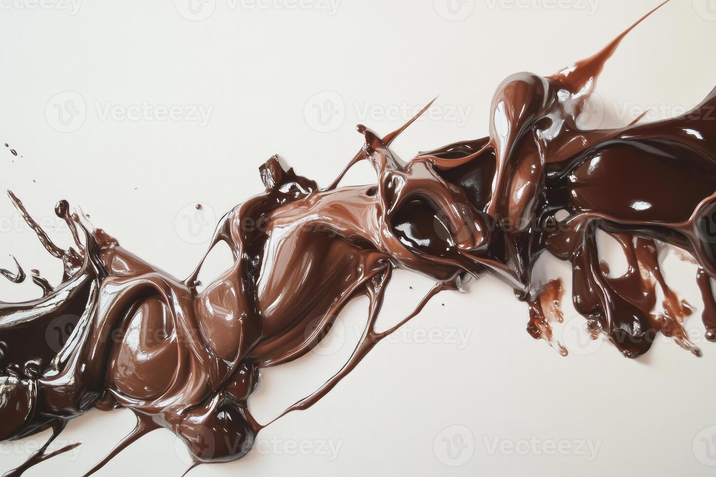 Melted Chocolate Swirls Across White Background photo