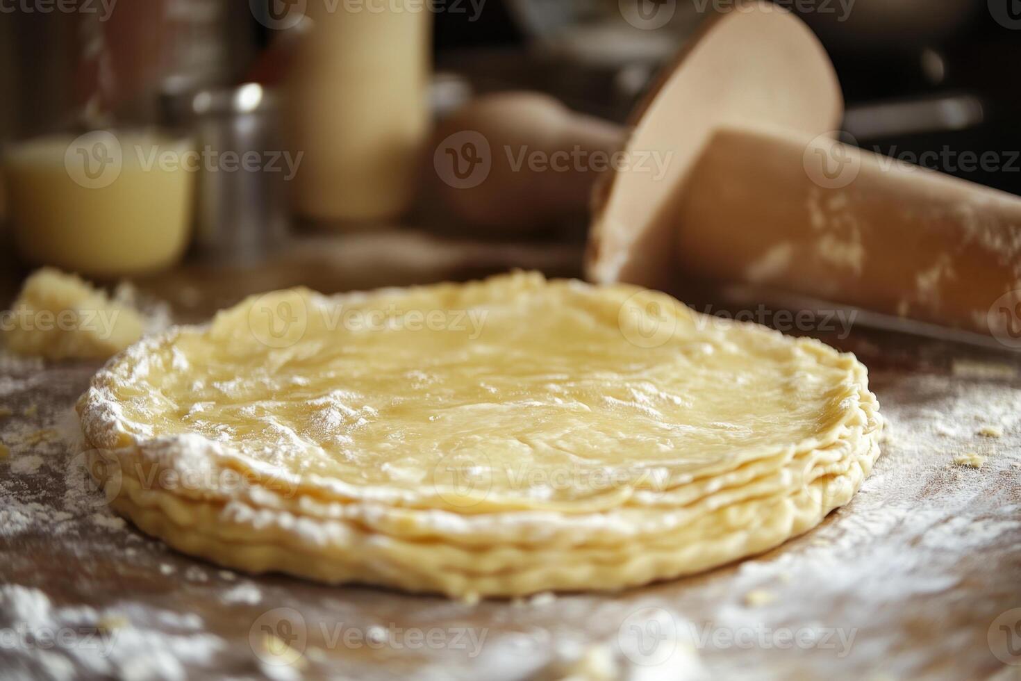 Layered Pastry Dough Ready For Baking A Delicious Treat photo