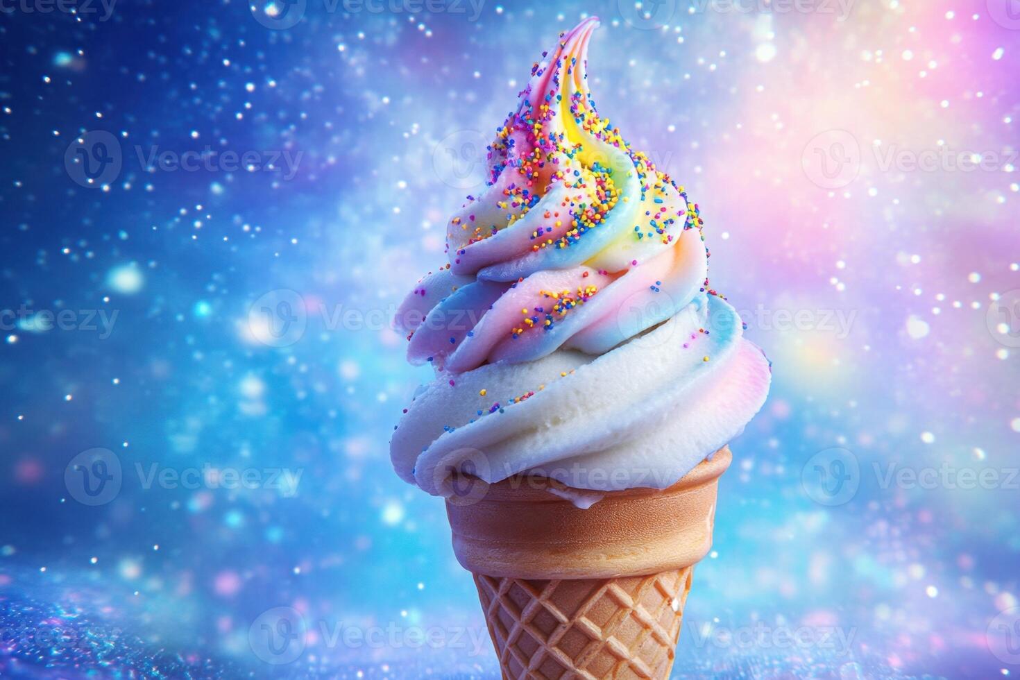 A Colorful Ice Cream Cone With Sprinkles photo