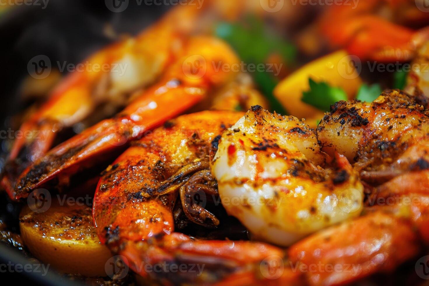 Grilled Shrimp and Orange Slices Dish photo