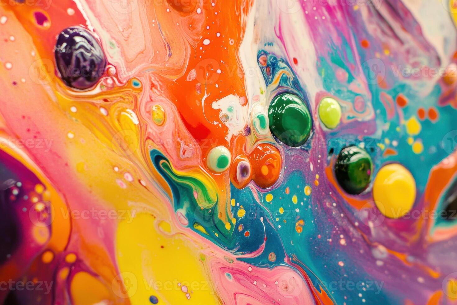 Abstract Colorful Swirling Paint Fluid Art photo