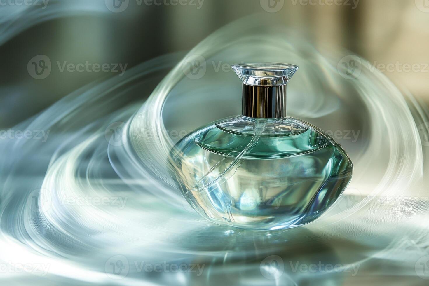 Elegant Perfume Bottle in Abstract Swirling Design photo