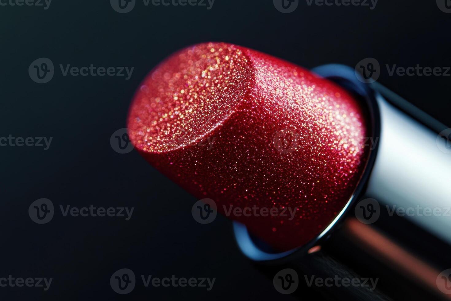 Glittering Red Lipstick Close Up Macro Shot photo