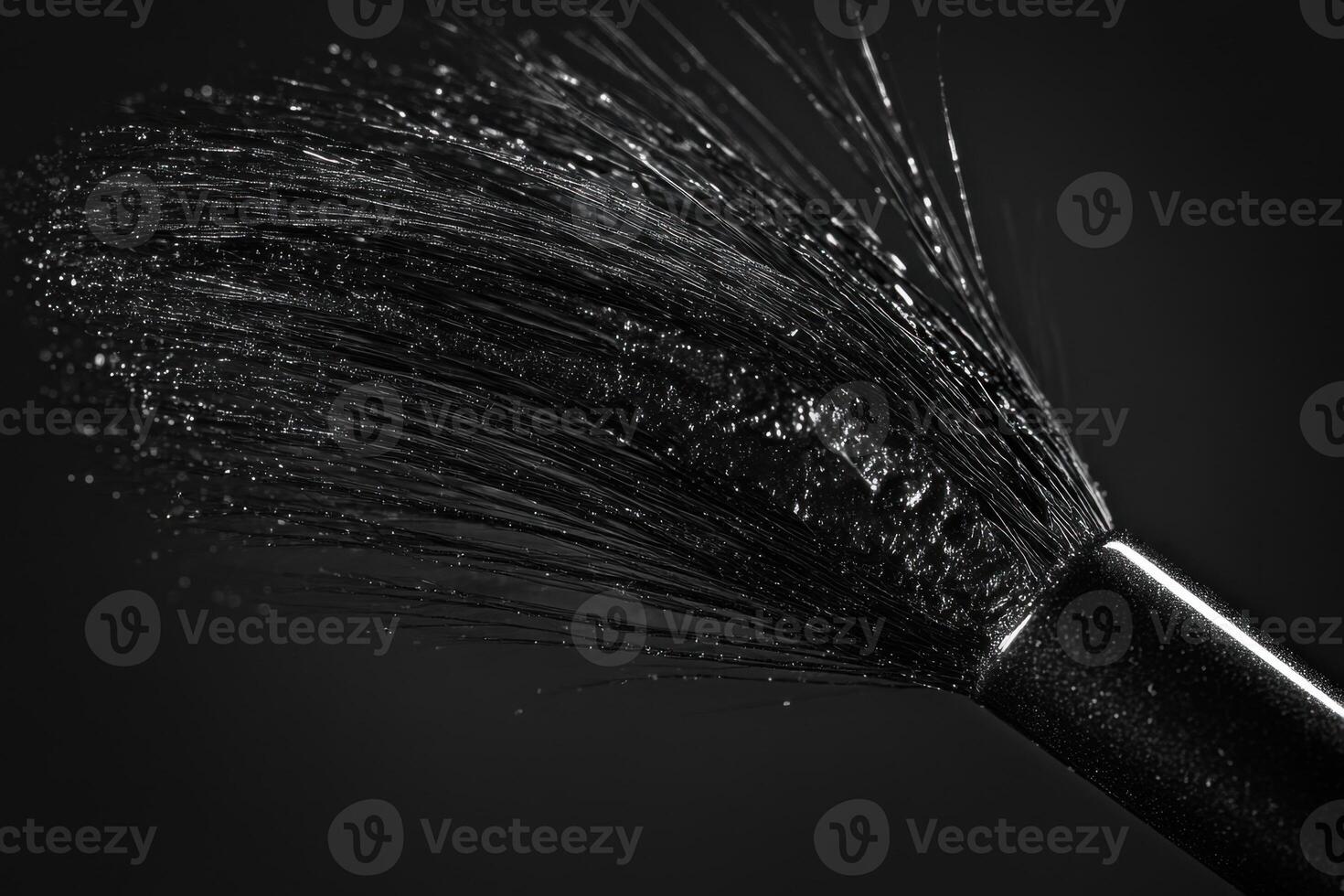 Black paintbrush bristles spread in artistic display photo