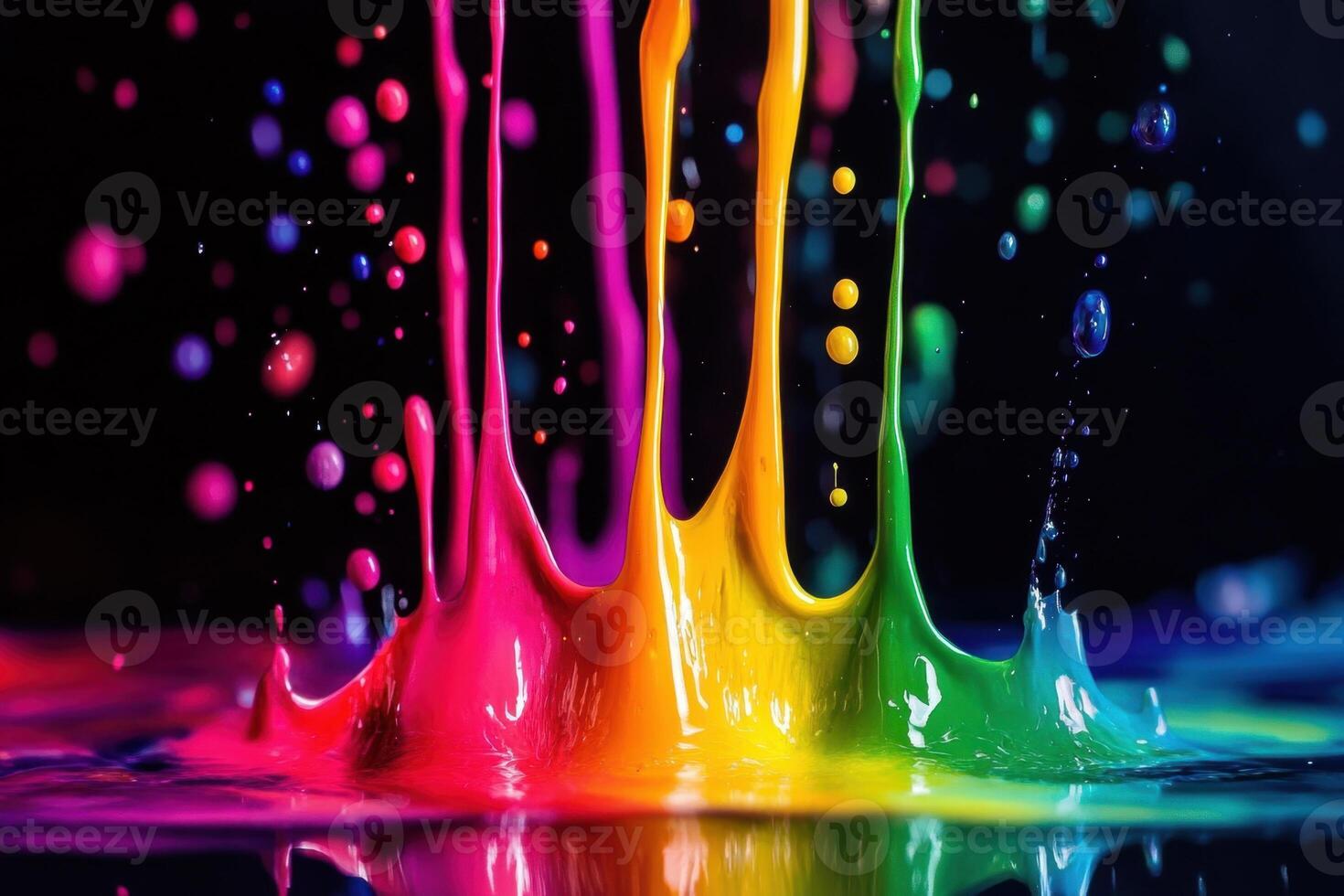 Vibrant Rainbow Paint Splashing Dynamically photo