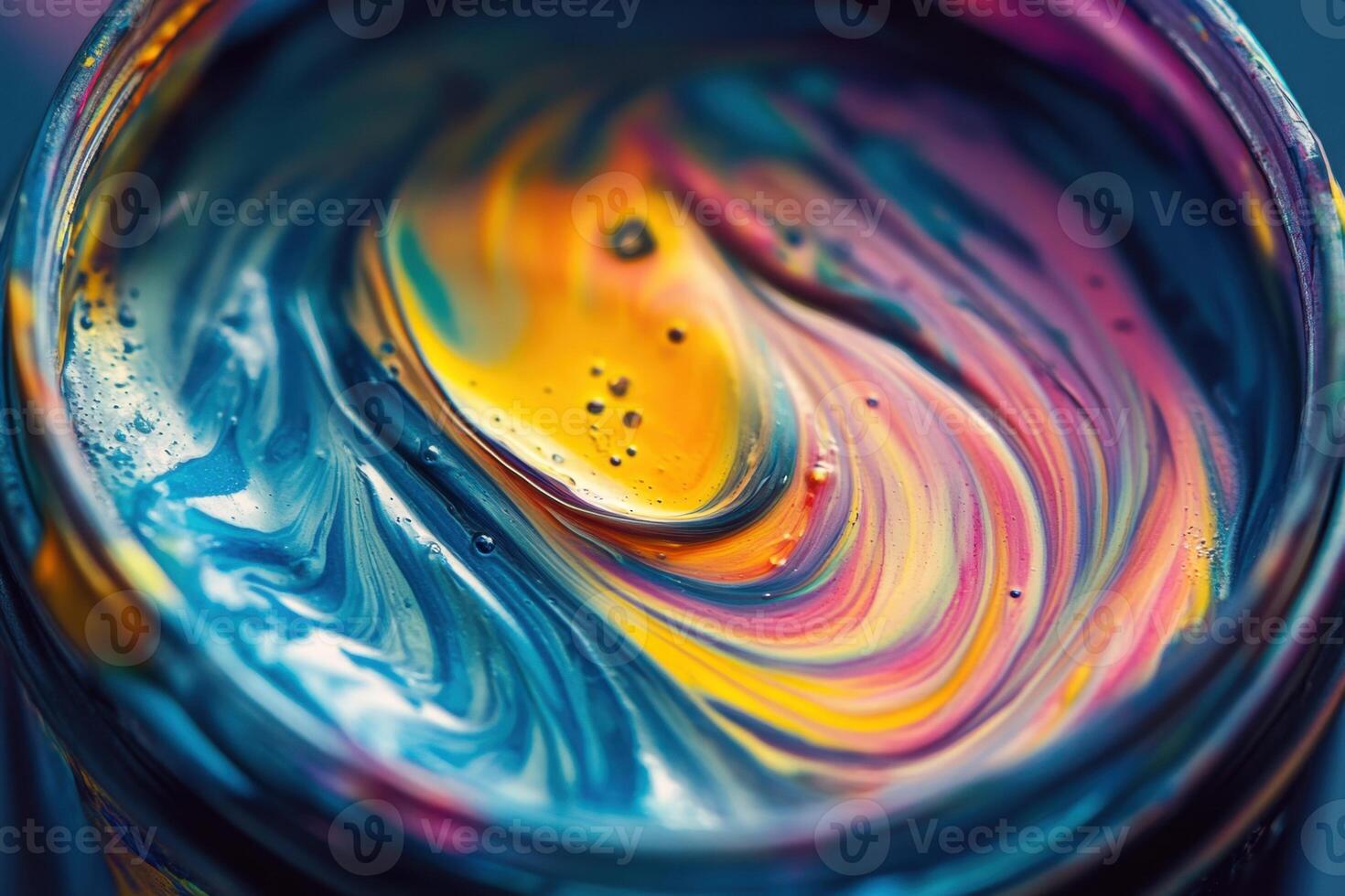 Swirling vibrant colors in a paint container photo