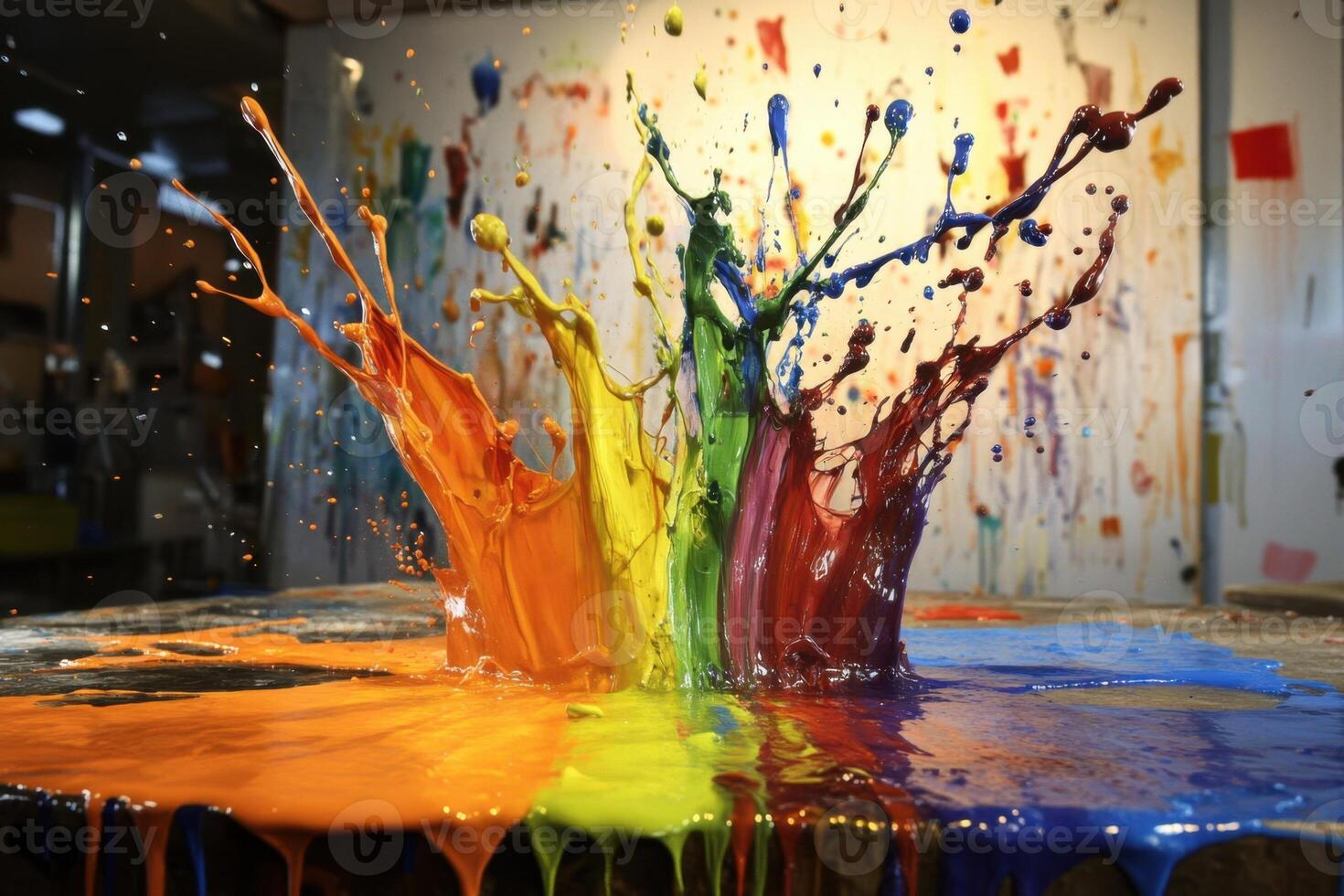 Rainbow Paint Exploding In Artistic Splatter photo
