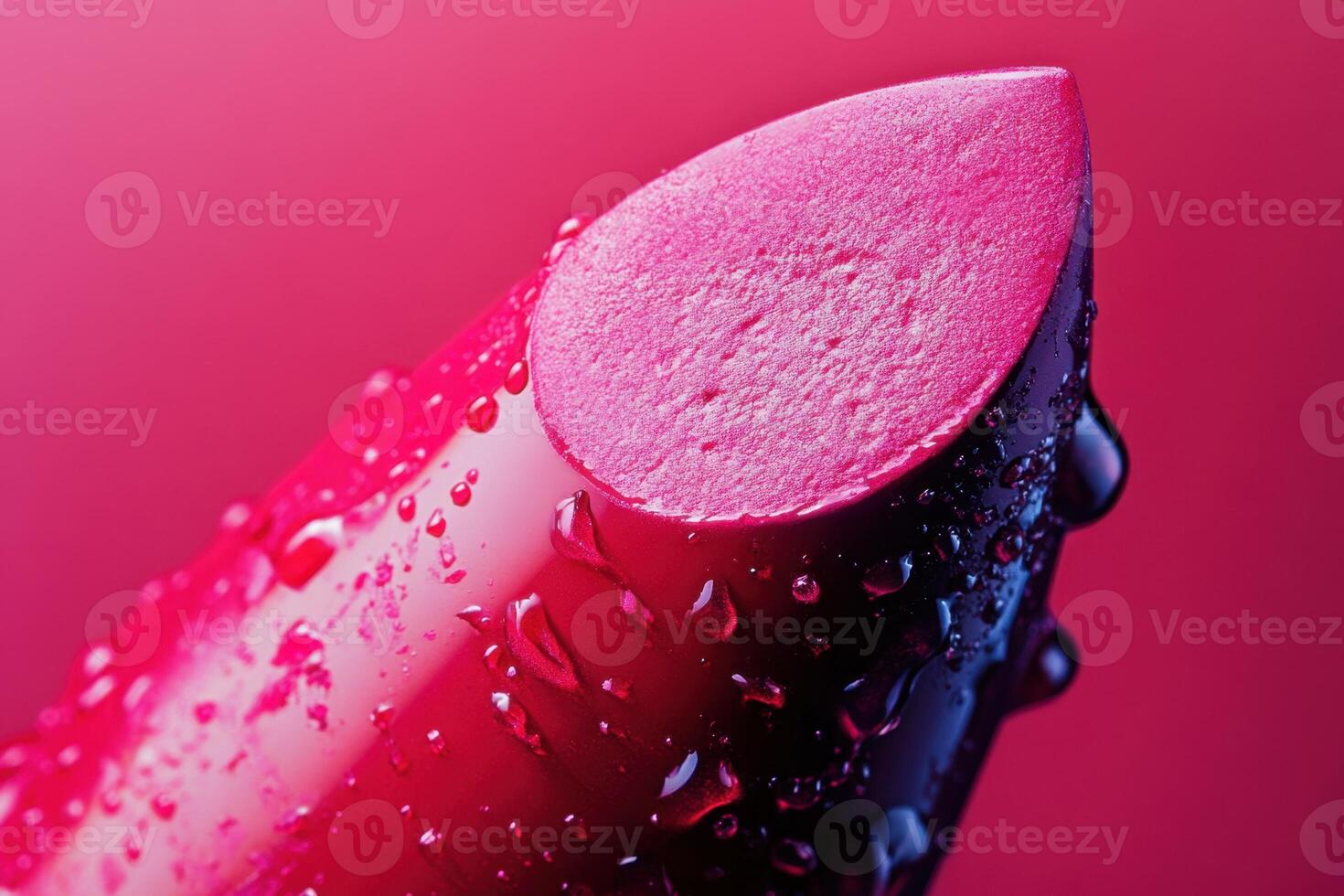 Pink Lipstick Close Up Showing Water Droplets photo