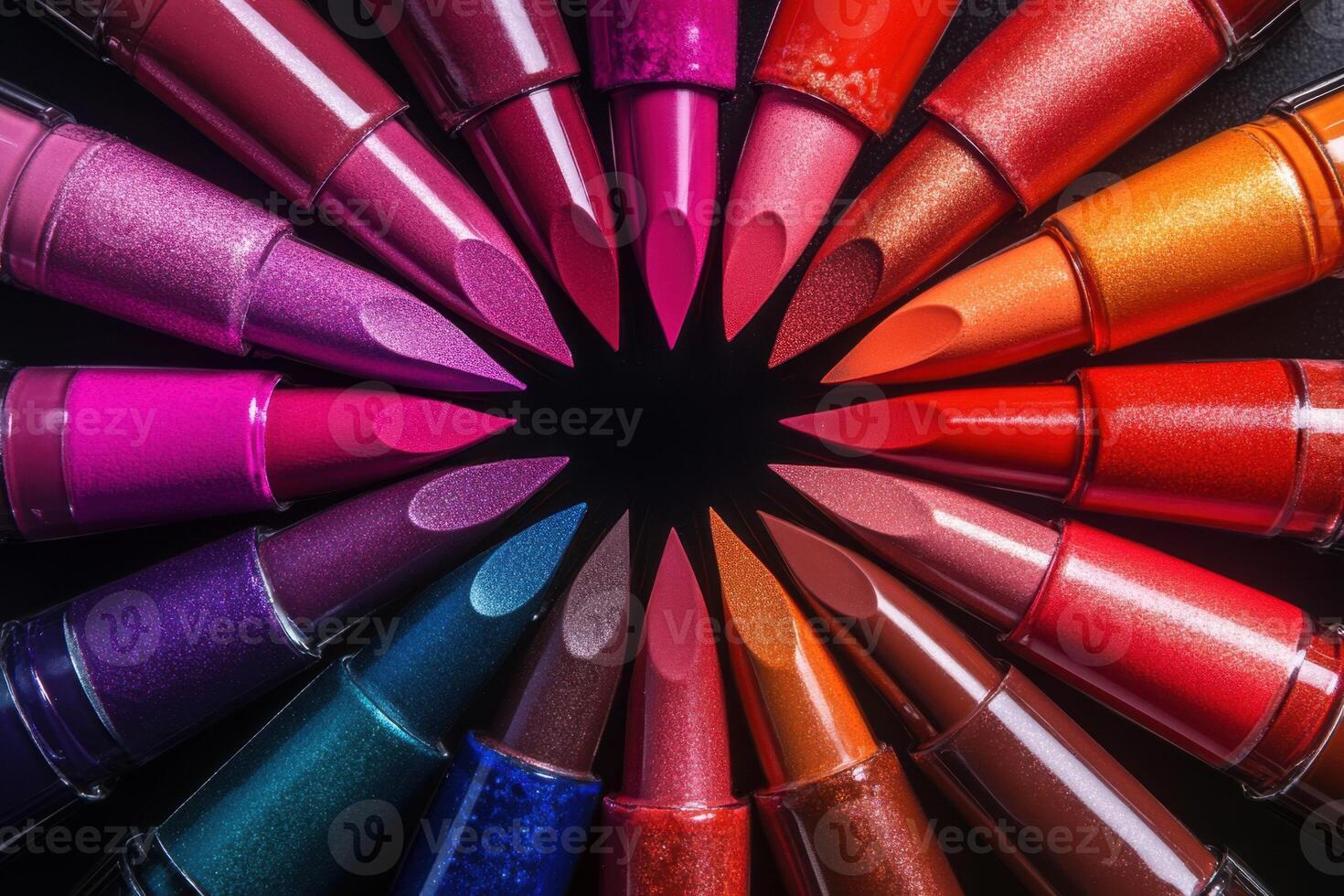 A Colorful Array Of Lipstick Shades Arranged In A Circle photo