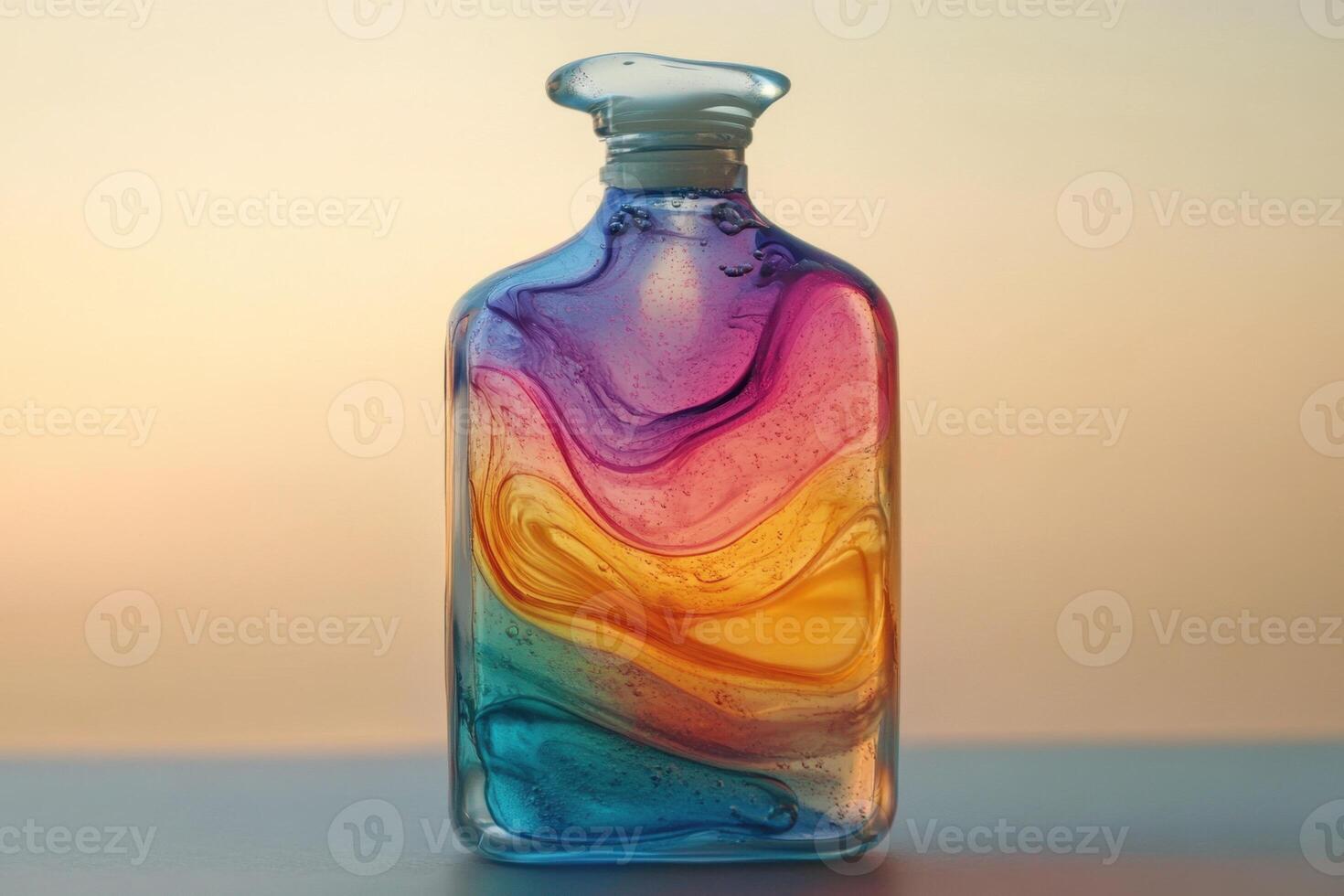 Colorful Glass Bottle With Swirling Hues photo