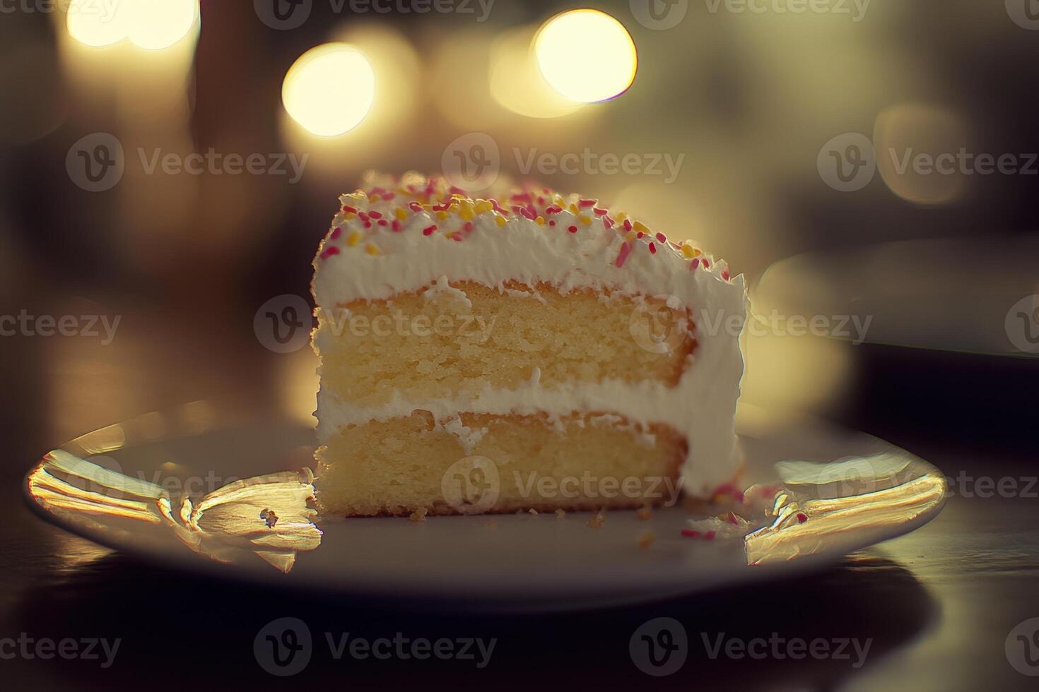 A Delicious Slice Of Two Layered Sprinkled Cake photo