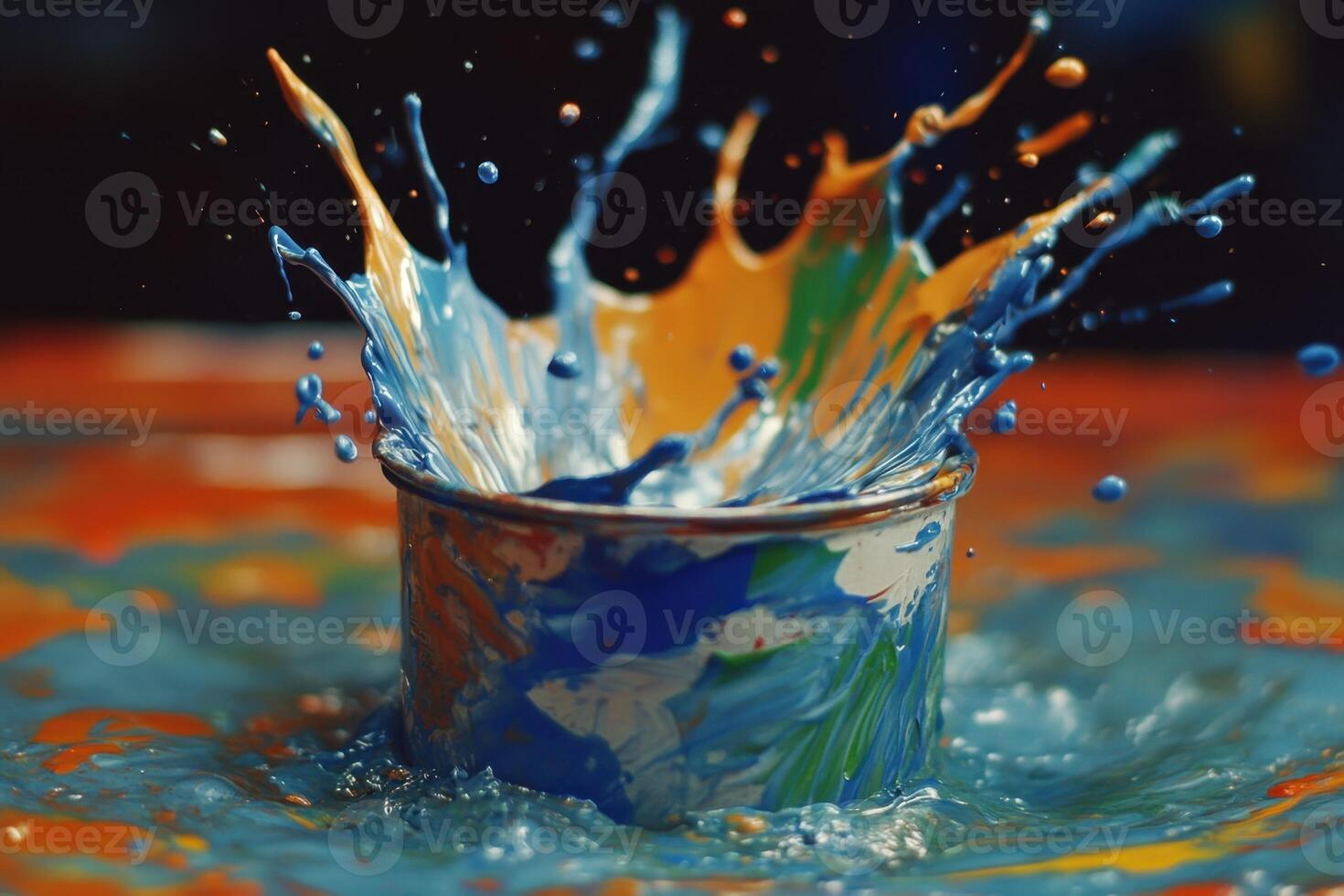 Vibrant Paint Splash in a Small Container photo