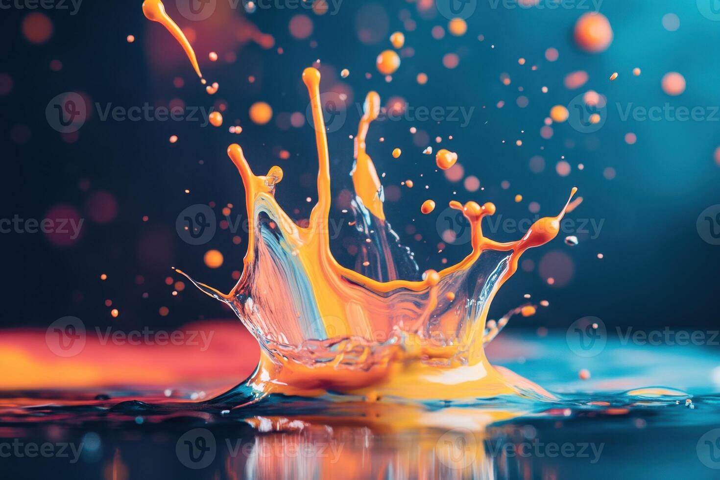 Vibrant Orange Liquid Splashing Into Water photo